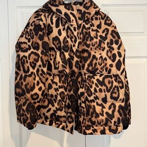 Aqua Leopard Puffer Jacket